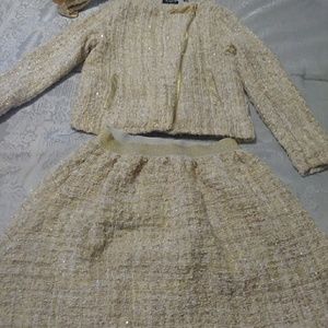Girls 2 piece Gold Tweed Skirt and Jacket